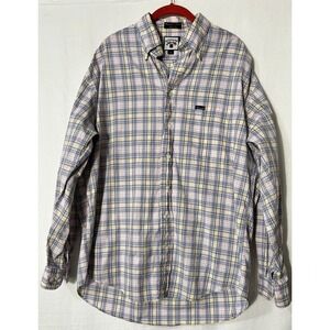 Faconnable Plaid Blue Yellow Men's‎ Long Sleeve Button Down Shirt Large
